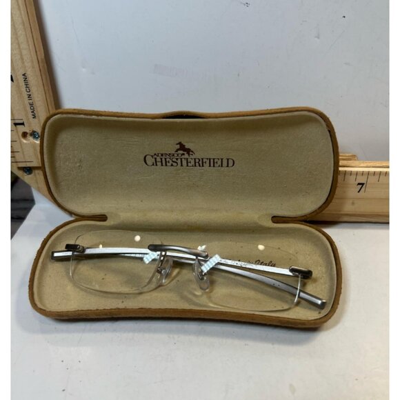 Chesterfield Accessories - Vintage Rimless Women's Gold Eyeglasses Metal Frame Chesterfield Case